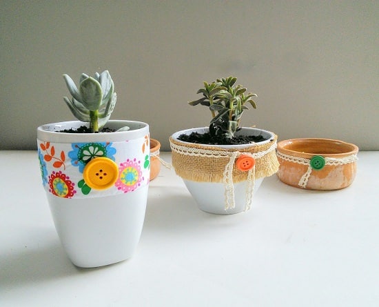 DIY Fabric Cup Succulent Planters