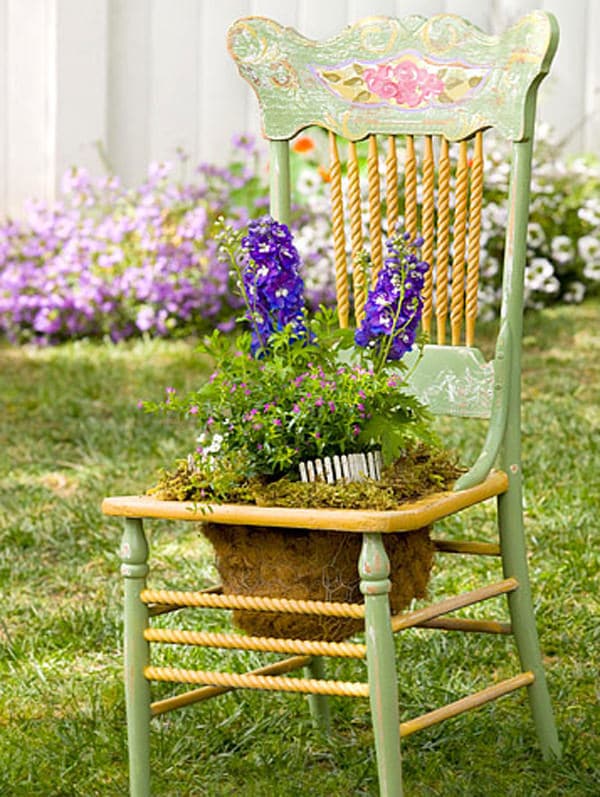 upcycled chair planter